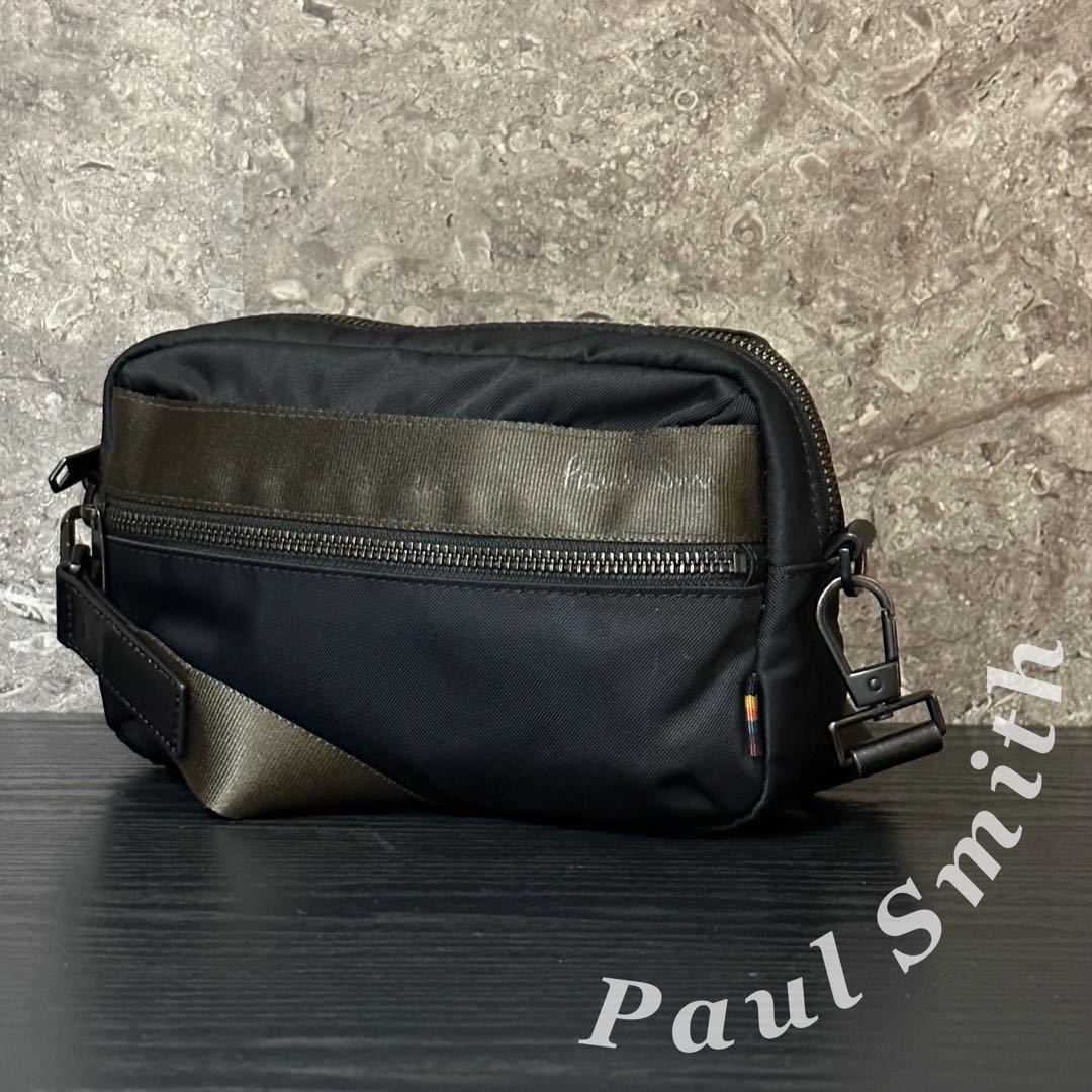 極美品】Paul Smith ポールスミス ショルダーバッグ ブラック×カーキ