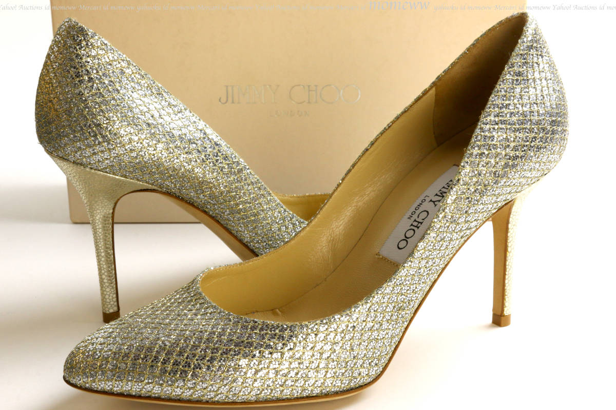 □ 正規品 新品 JIMMY CHOO / ジミーチュウ パンプス グリッターラーメ シャンパンゴールド 25~25.5cm / 247  GILBERT. GFA CHE 39.5 □