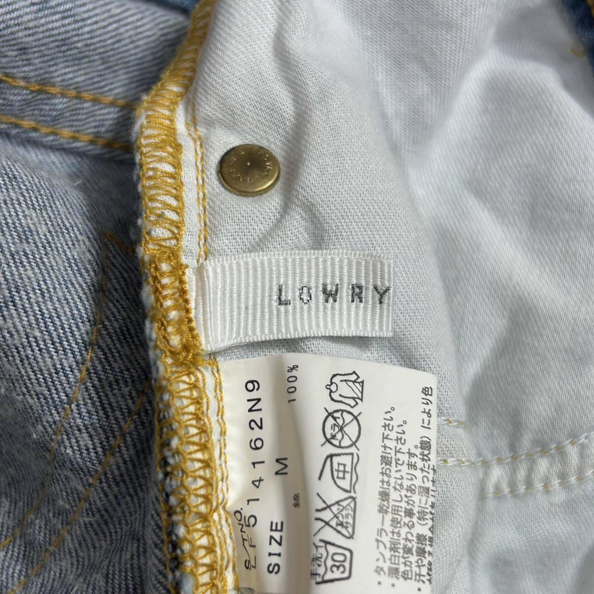 YT0213 LOWRYS FARM Lowrys Farm cropped pants damage stretch jeans M size hem cut off crash Denim 