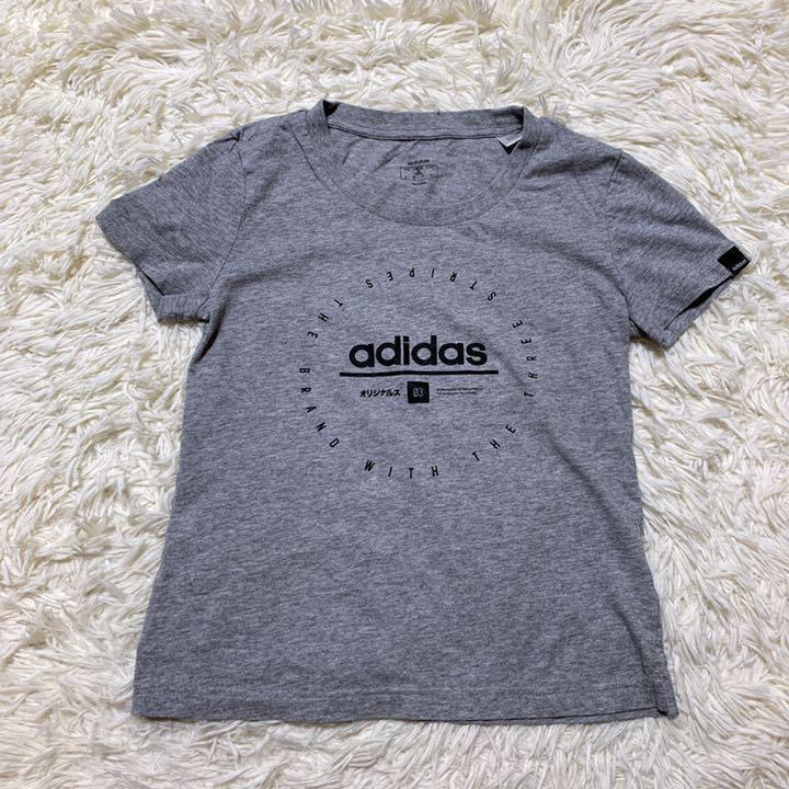 YT0294 100円スタート♪adidas Originals アディダス オリジナルス グラフィックTシャツ Mサイズ 半袖 コットン100% グレー_画像3