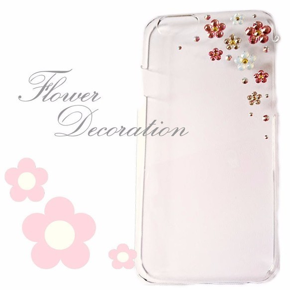 ピンクパステルフラワー iPhone15 Plus iPhone15プラス スマホケース スマホカバー デコ お花 かわいい レディース 透明 クリアハード_画像1