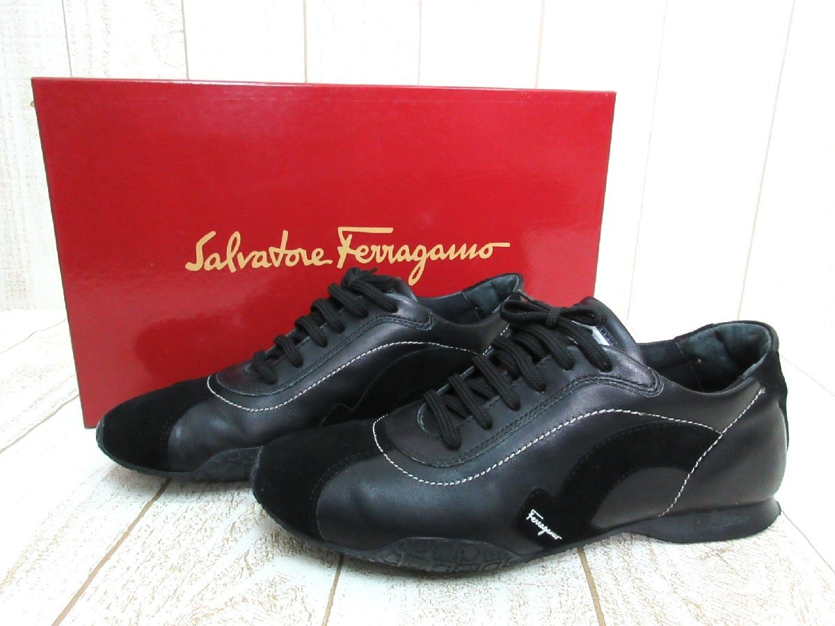 Salvatore Ferragamo/サルヴァトーレフェラガモ：カーフレザー スニーカー DEEP スエード サイズ5.5C シューズ 靴 レディース/中古/USED