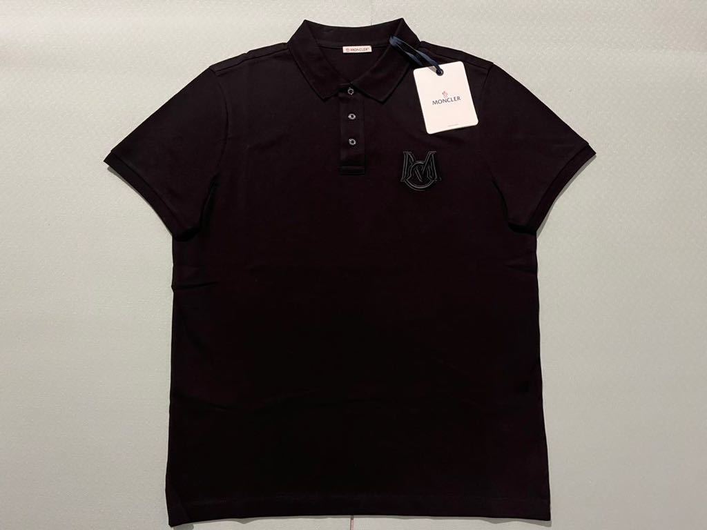 新品 モンクレール MONCLER 最高級 　ポロシャツ ビッグロゴ 黒 L コットン１００％ ジャパンタグ付き正規品