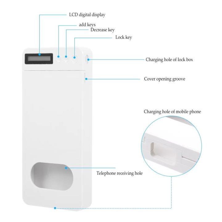 未開封 タイムロッキング コンテナ スマホ 依存症対策 ロックボックス 禁欲ボックス タイマー 箱 携帯 スマートフォン 電話応答可能 充電式_画像2