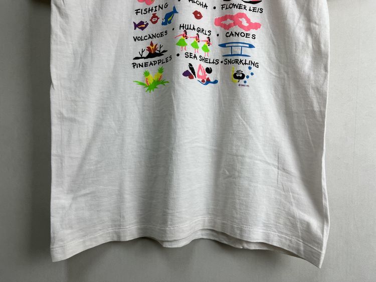 グッドプリントUSA製90sビンテージONEITAオニータボディ半袖クルーネックプリントTシャツM白100綿アメカジストリートハワイnr24009_画像4