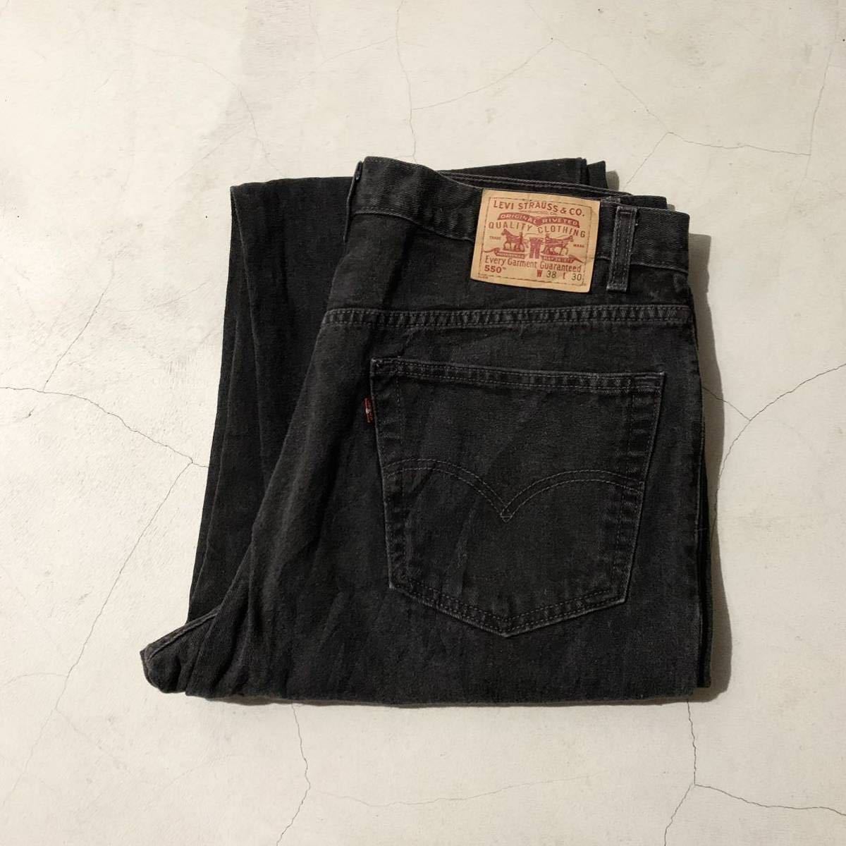 00s グアテマラ製 Levis リーバイス 550 ブラック デニム パンツ 38×30