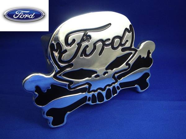 フォード クローム ヒッチ カバー スカル FORDロゴ 新品 エクスプローラー エスケープ F-150 F-250 エクスカージョン エクスペディションの画像1