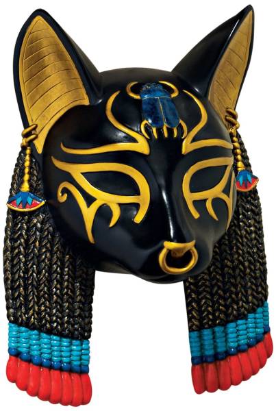 古代エジプトの猫女神バステト　マスク壁飾り置物オブジェ壁掛け仮面インテリア飾りアクセントホームデコレーション雑貨壁装飾ウォールデコ