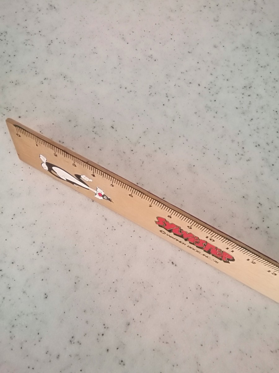 SYLVESTER ruler wooden 30cm WARNER BROS.INC.1978 retro USED