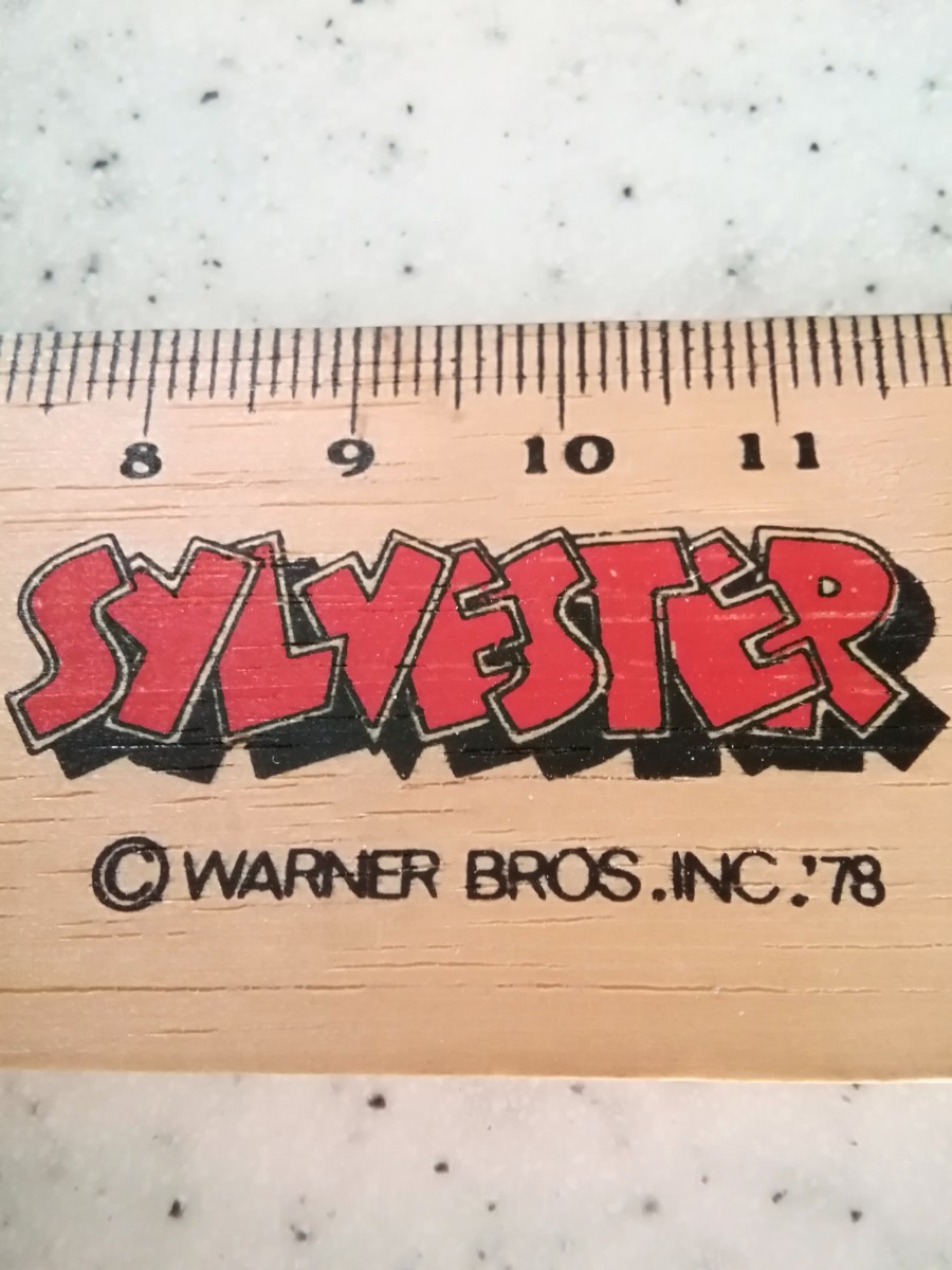 SYLVESTER ruler wooden 30cm WARNER BROS.INC.1978 retro USED