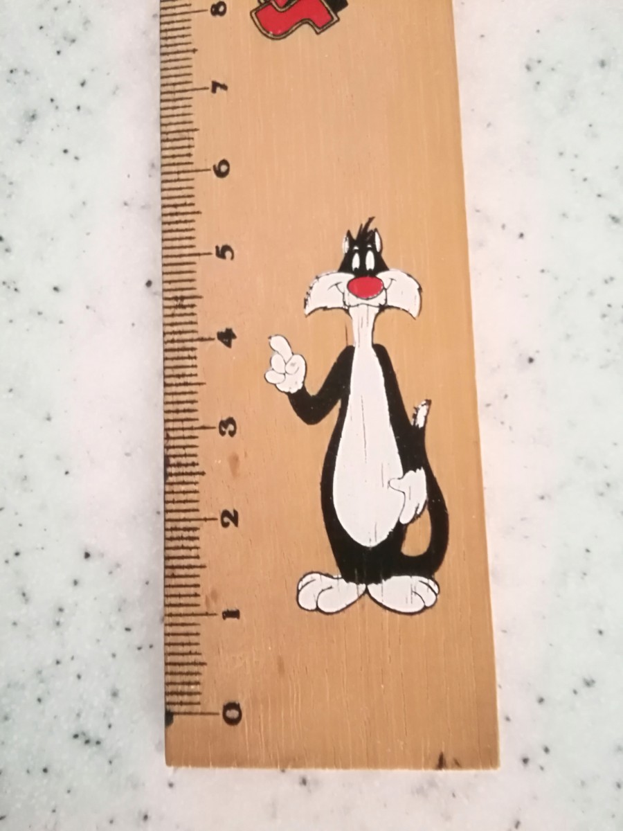 SYLVESTER ruler wooden 30cm WARNER BROS.INC.1978 retro USED