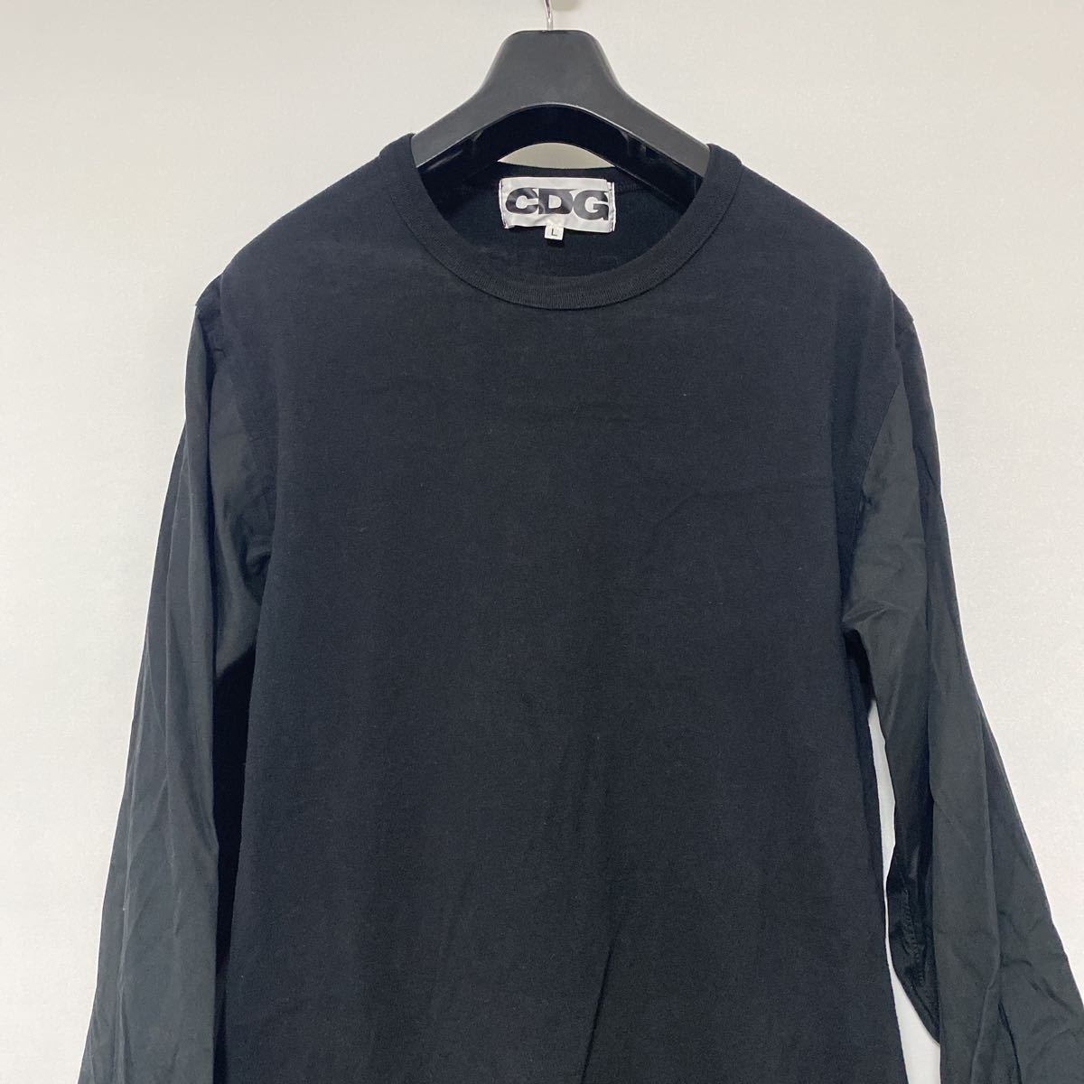 美品 AD 2021 CDG ドッキング 変形 切替 シャツ L カットソー コムデギャルソン COMME des GARCONS black shirt_画像2