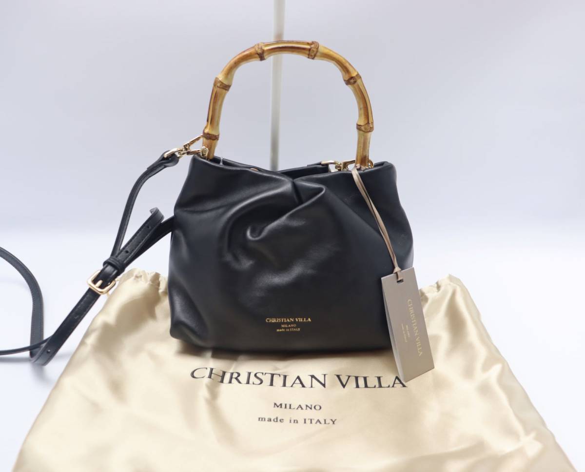 国内発送】 新品 定価27,500円 CHRISTIAN レザーミニハンドバッグ