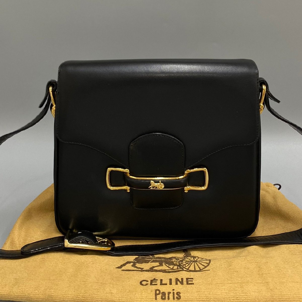 1円 袋付 CELINE セリーヌ ヴィンテージ 馬車金具 ホースキャリッジ