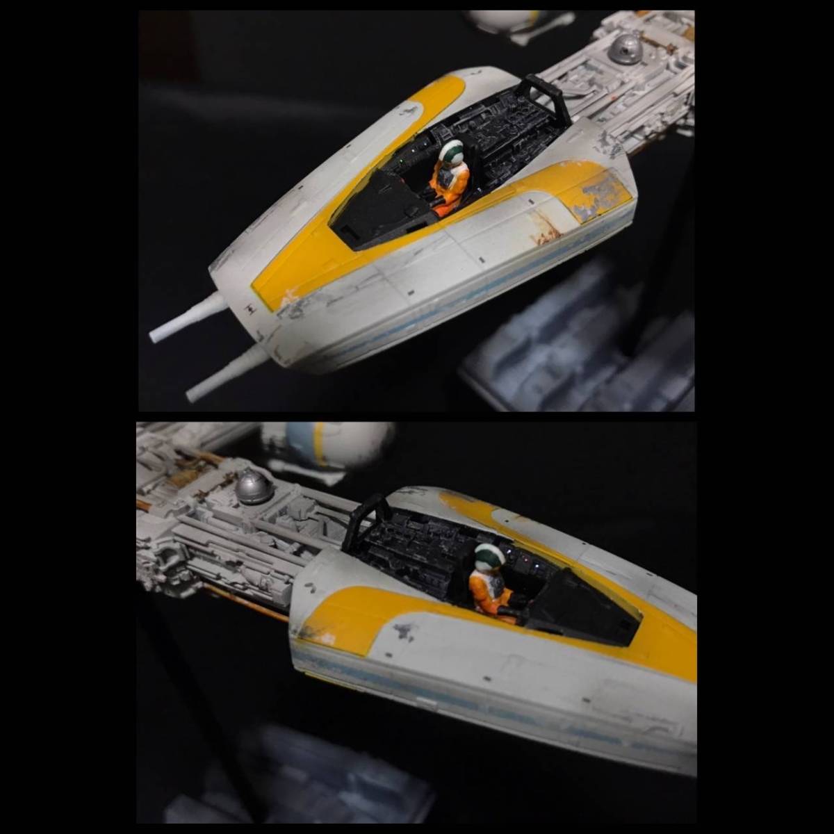  microcomputer installing illumination painted final product Pro p repeated reality Gold Leader Bandai 1/72 Y Wing Star Wars plastic model movie SF model 