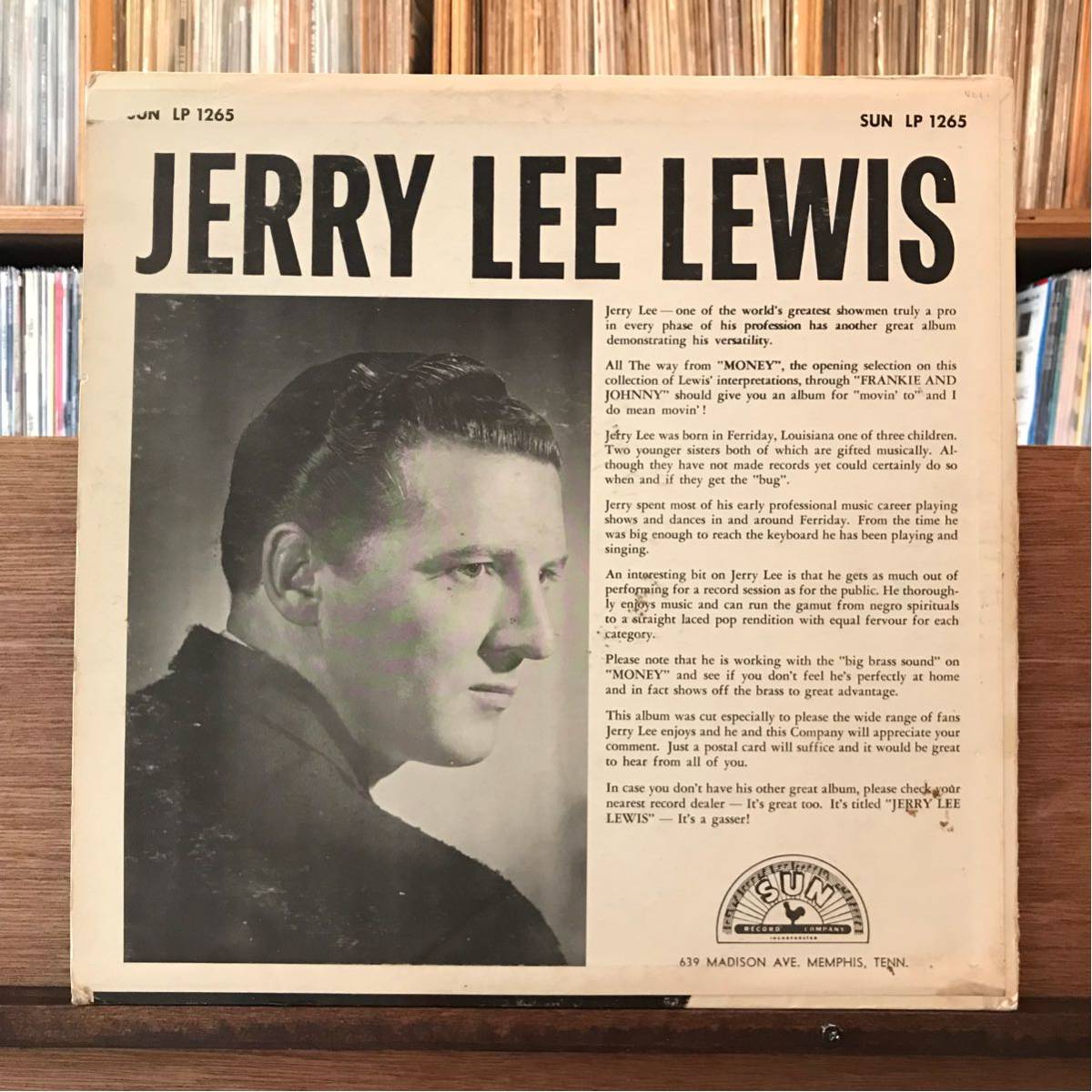 JERRY LEE LEWIS US SUN-1265 Original LP GREATEST ロカビリーの画像2