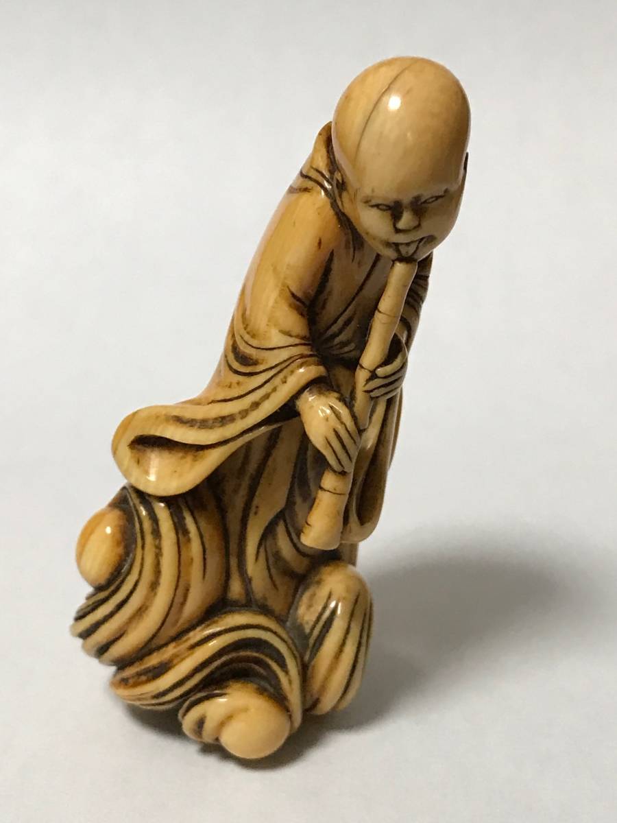 根付け 「狐」 江戸時代保証 ホンシュウ鹿角 根付け「狐」江戸時代保証ホンシュウ鹿角