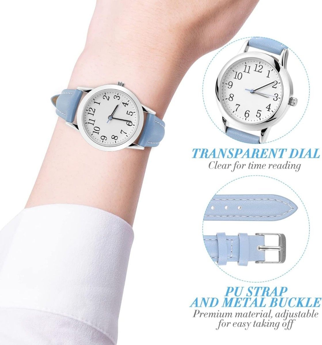 腕時計 女性 レディース 文字盤 3気圧防水 学生腕時計（色：ブラック）