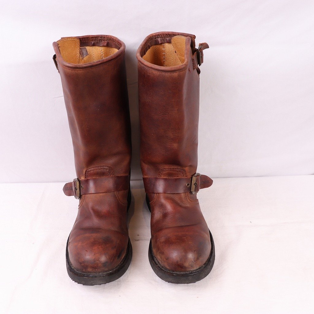  Spain made sen gong US 8 1/2 inscription /EU 42 sendra steel tu engineer boots tea Brown boots men's old clothes used eb1062