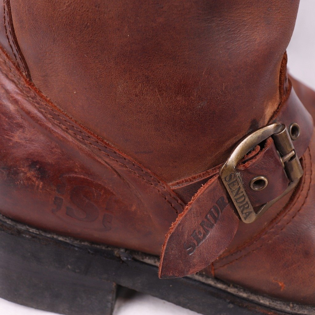  Spain made sen gong US 8 1/2 inscription /EU 42 sendra steel tu engineer boots tea Brown boots men's old clothes used eb1062