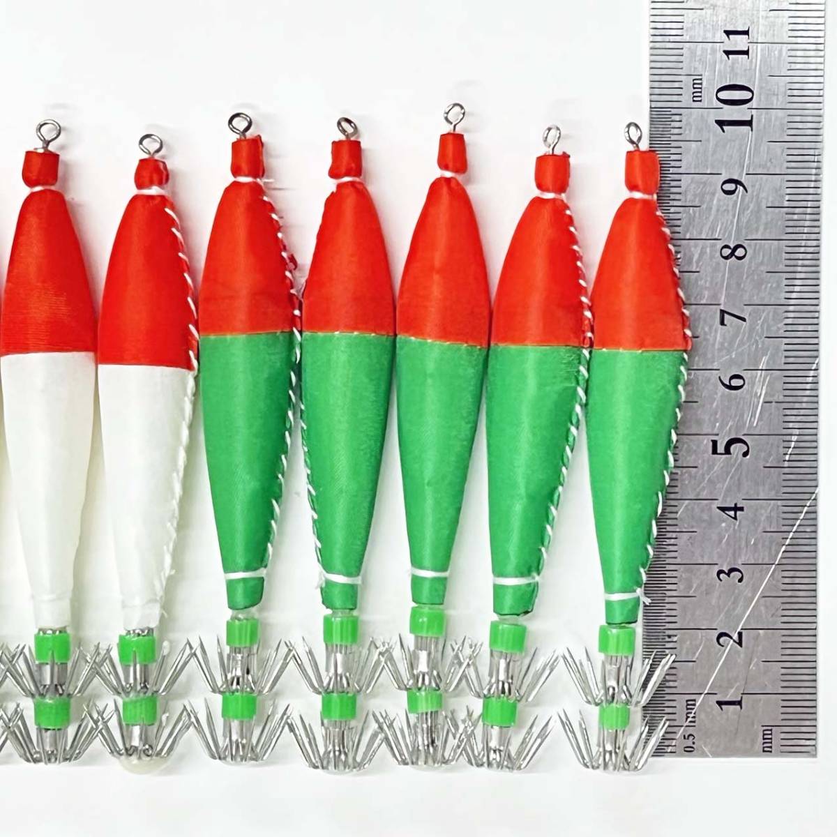 イカ釣り 浮きスッテ 3号 10本 人気色 赤白 赤緑 エギング アオリイカなど 仕掛け 訳有未使用品 wkst3hRWRG10bm-2_浮きスッテ 3号全長約95mm