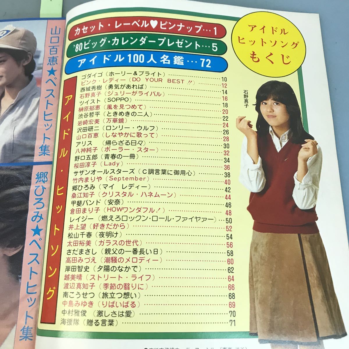 A03-101 アイドル・ヒットソング 最新曲ベスト33 アイドル'80情報 中学一年コース新年特大号第2付録 GAKKEN 1979_画像4