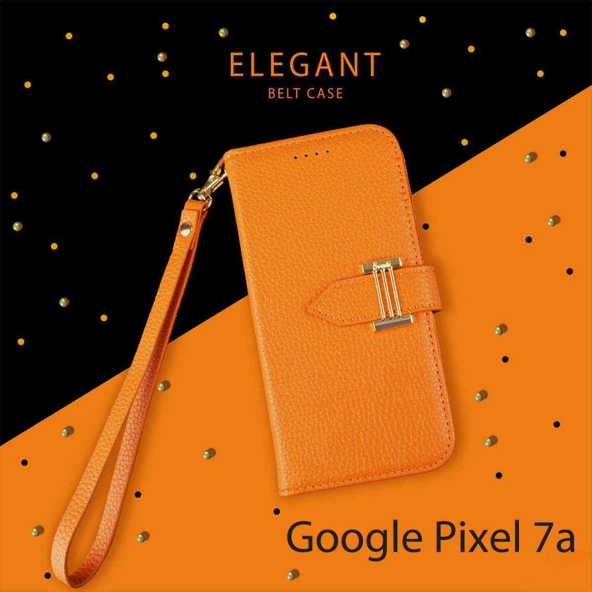 Google Pixel7a ケース 手帳型 Pixel 7a カバー 鏡付 ストラップ付 ピクセル7a オレンジ 橙色 シンプル おしゃれ 韓国 送料無料 人気 安い_画像10