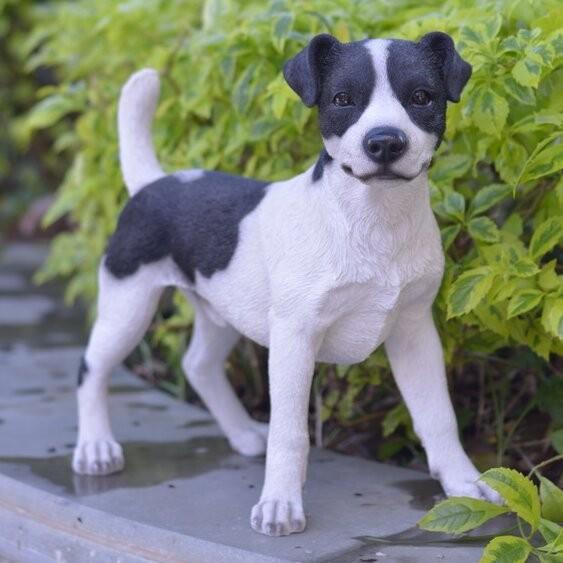 置物 彫像 立っている ジャックラッセルテリア 黒白 ガーデニング Jack russell terrier ornament statue