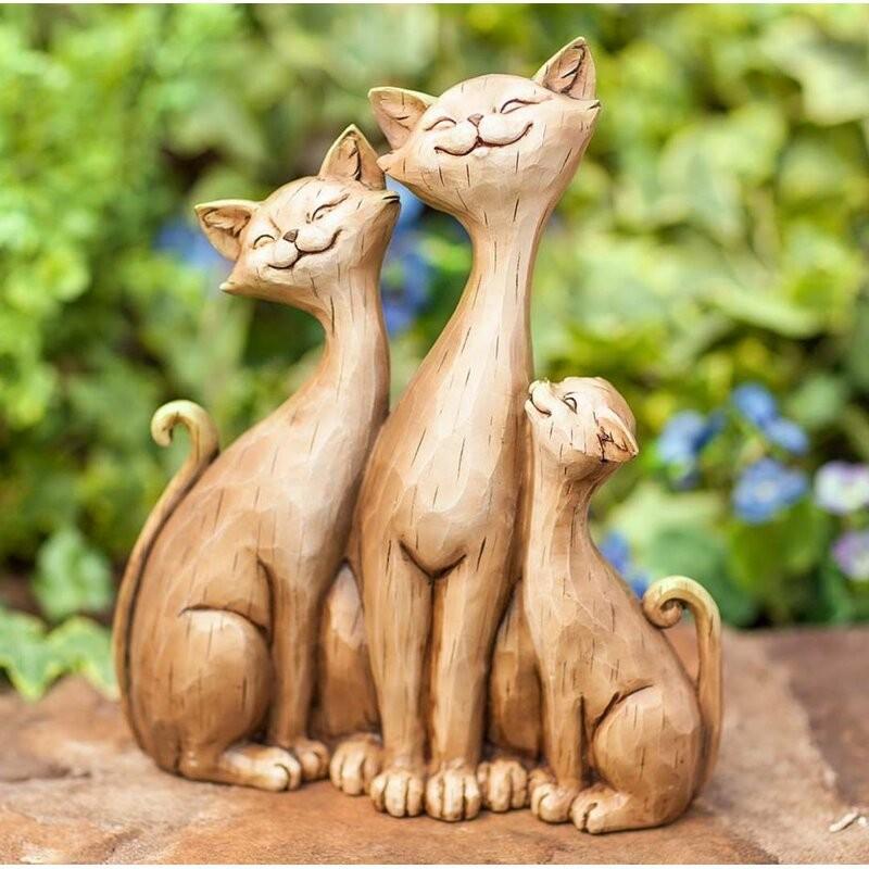 置物 彫像 猫の家族の像 ガーデニング 庭 Cats