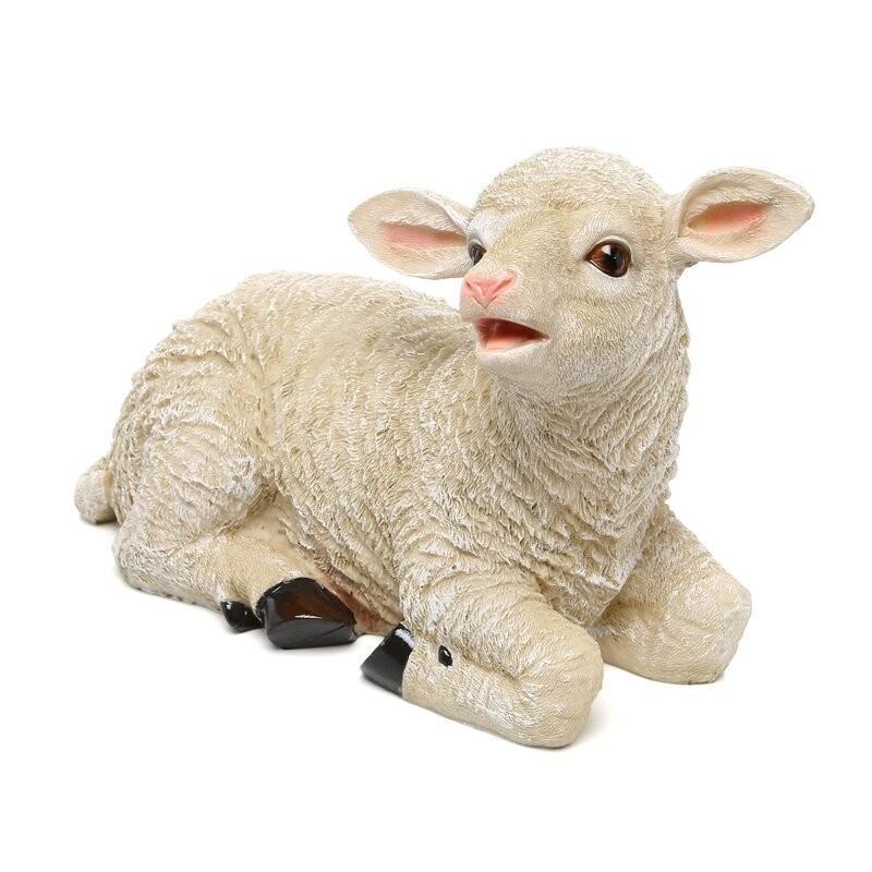 待望☆】 置物 彫像 座っている子羊の像 ガーデニング 庭 Sheep