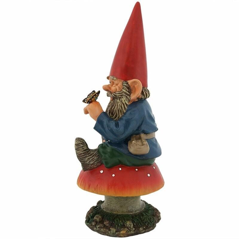 置物 彫像 キノコの上に座っている ノーム 妖精の像 ガーデニング 庭 Gnome ornament statue_画像6