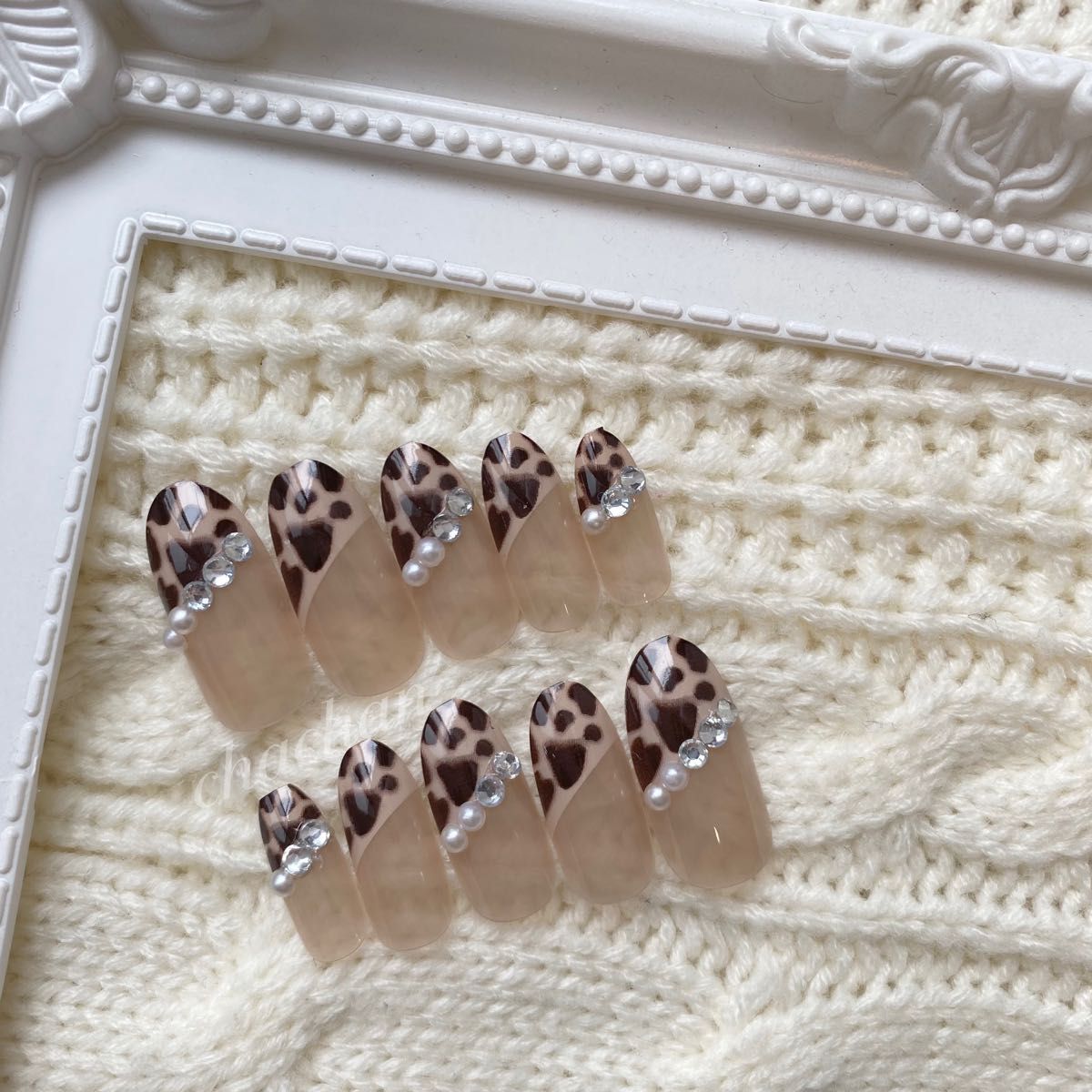 ネイルチップ つけ爪  韓国ネイル シンプル 春ネイル 可愛い リボン ギャル 量産型 ジャニオタ 結婚式 ヒョウ柄 レオパード