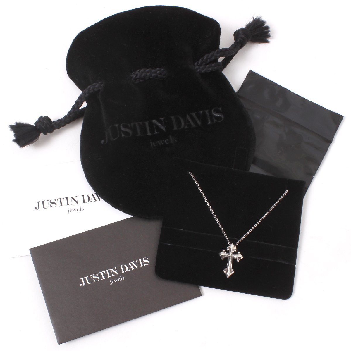 【新品・未使用】JUSTIN DAVIS Saint DAVIS Necklace 定価25,300円 BLACKENED size50cm SNJ807 ジャスティン デイビス クロスネックレス