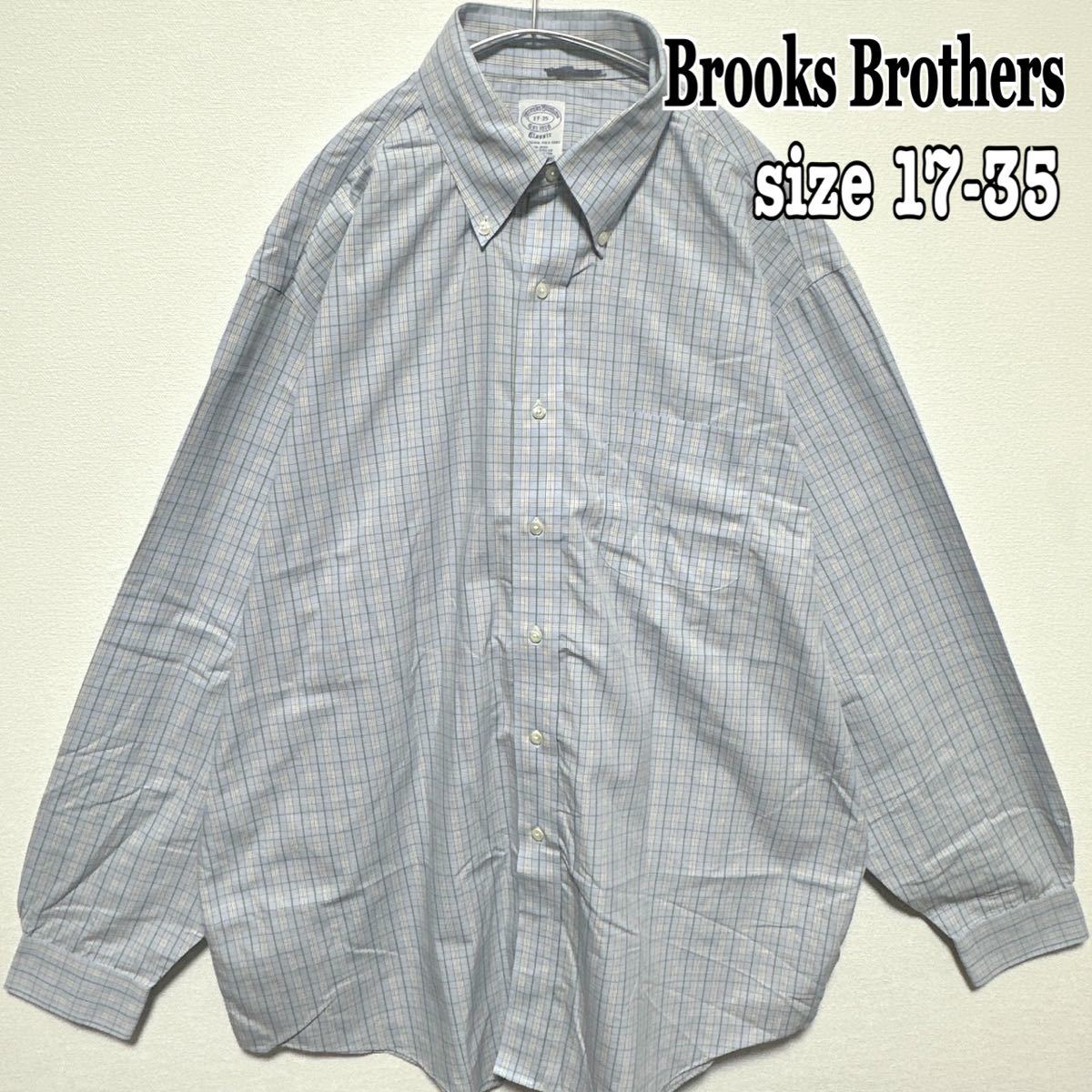 Brooks Brothers ブルックスブラザーズ ボタンダウンシャツ BDシャツ 長袖 チェック柄 ビッグサイズ 17-35 古着 海外古着_画像1