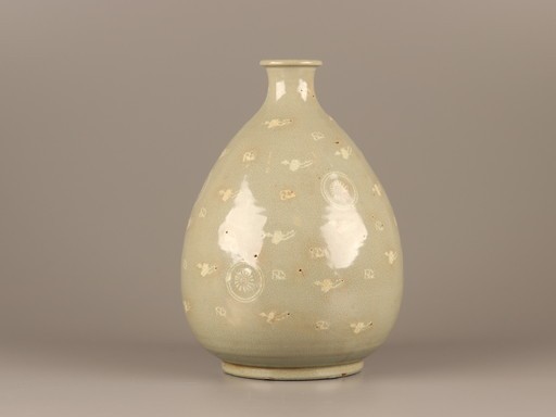 古美術 朝鮮古陶磁器 高麗青磁 白象嵌 花瓶 時代物 極上品 初だし品 C1865_画像3