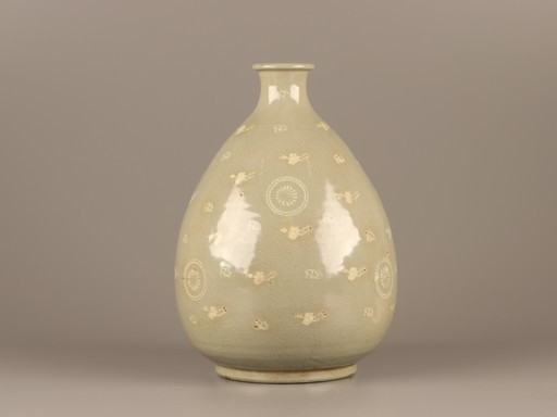 古美術 朝鮮古陶磁器 高麗青磁 白象嵌 花瓶 時代物 極上品 初だし品 C1865_画像2