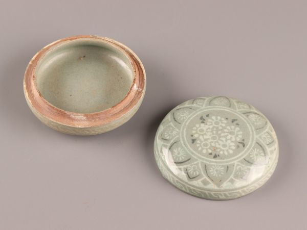 古美術 朝鮮古陶磁器 高麗青磁 白黒象嵌 香合 時代物 極上品 初だし品 C1583_画像8
