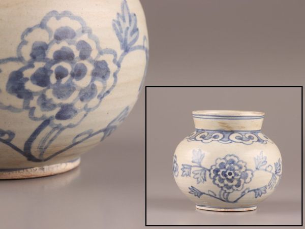 古美術 朝鮮古陶磁器 李朝 染付 壷 時代物 極上品 初だし品 C1541