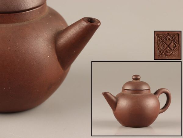 中国古玩 唐物 煎茶道具 朱泥 紫泥 紫砂壷 茶壷 急須 在印 時代物 極上品 初だし品 C1940