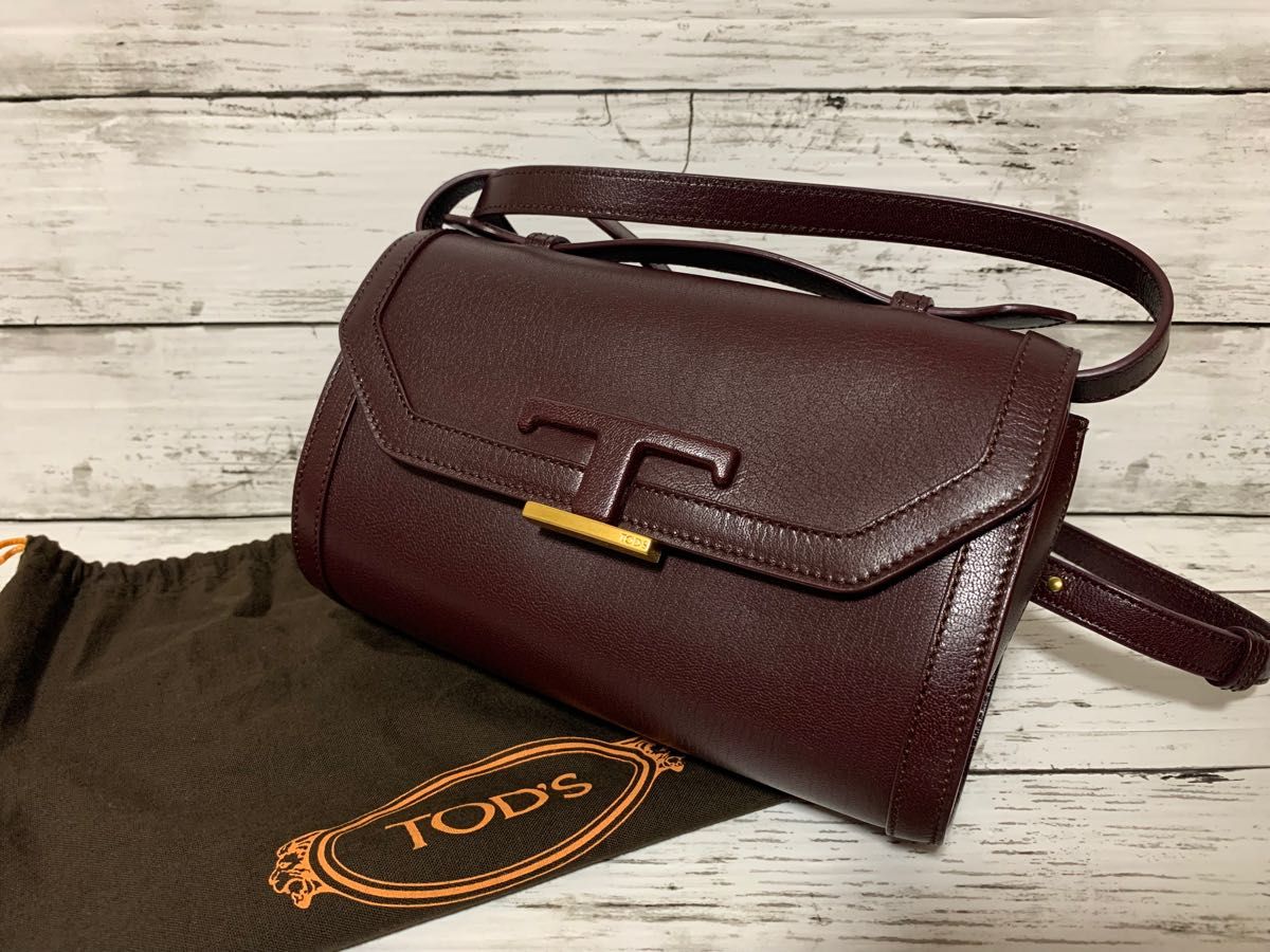 トッズ TOD'S ショルダー T タイムレス クロスボディ ボルドー 2way 美