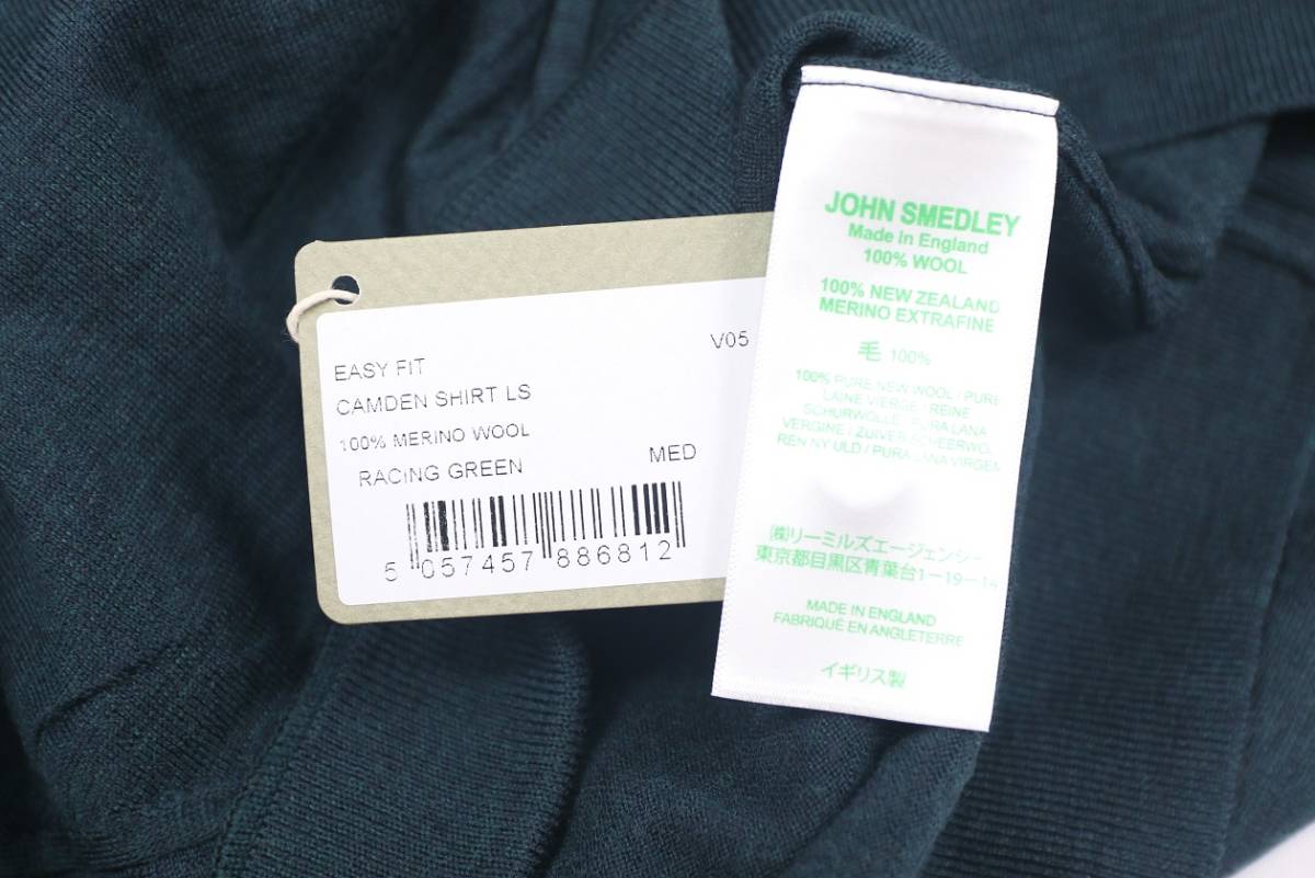 新品 John Smedley　ジョンスメドレー　 最高級メリノウール　 ロングポロ　Mサイズ 　RACING GREEN_画像5