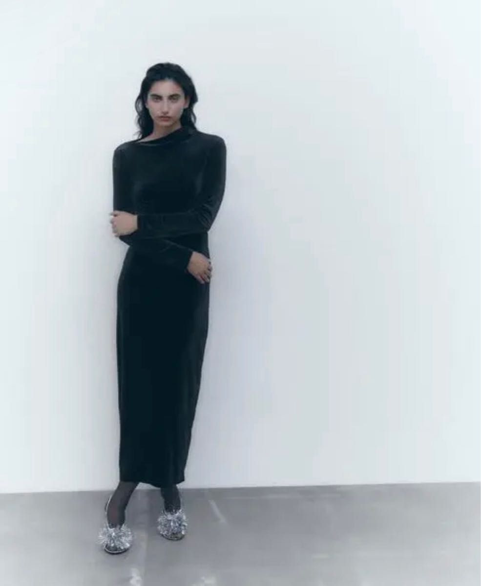 ZARA ドレープベルベットワンピース ギャザードレス|Yahoo ZARA ドレープベルベットワンピース ギャザードレス|Yahoo