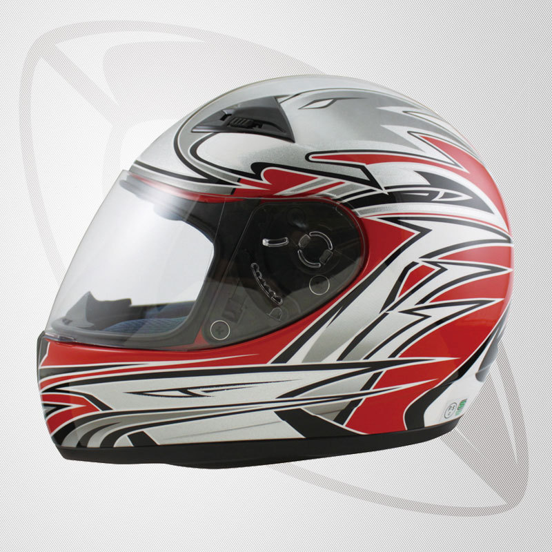 フルフェイスヘルメット キッズヘルメット（シルバー・レッド）bzk-1　SG規格・全排気量 送料無料