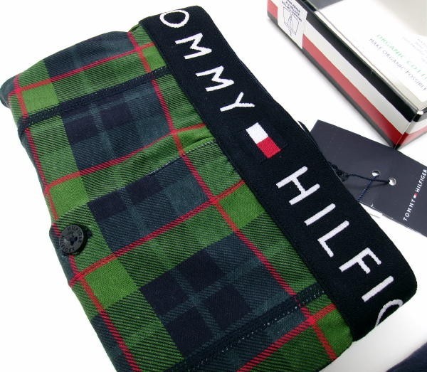 新品★TOMMY HILFIGER★トミー ヒルフィガー★ボクサーパンツ★2枚セット★L★ネイビー グリーンチェック★オーガニックコットン_画像2