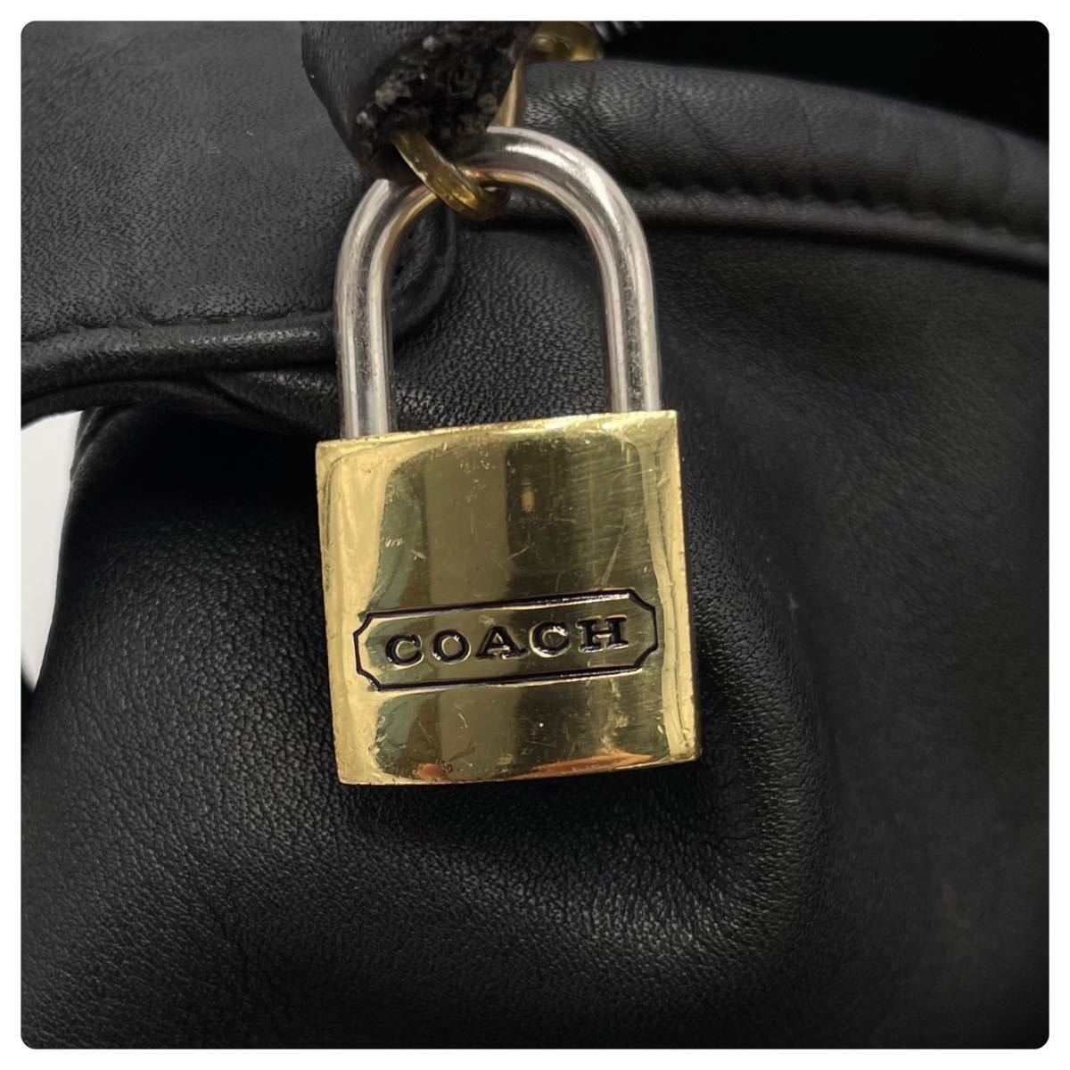 【美品】COACH コーチ メンズ 2way ボストンバッグ ショルダー ハンド 大容量 トラベル グラブタンレザー ブラック 旅行 ビンテージ_画像10