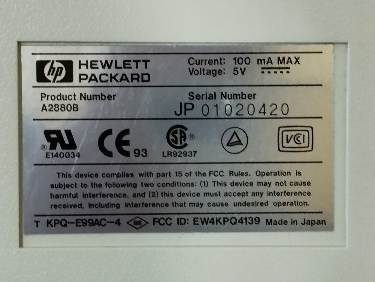 hp Hewlett Packard PS/2 日本語キーボード A2880B ジャンク_画像3