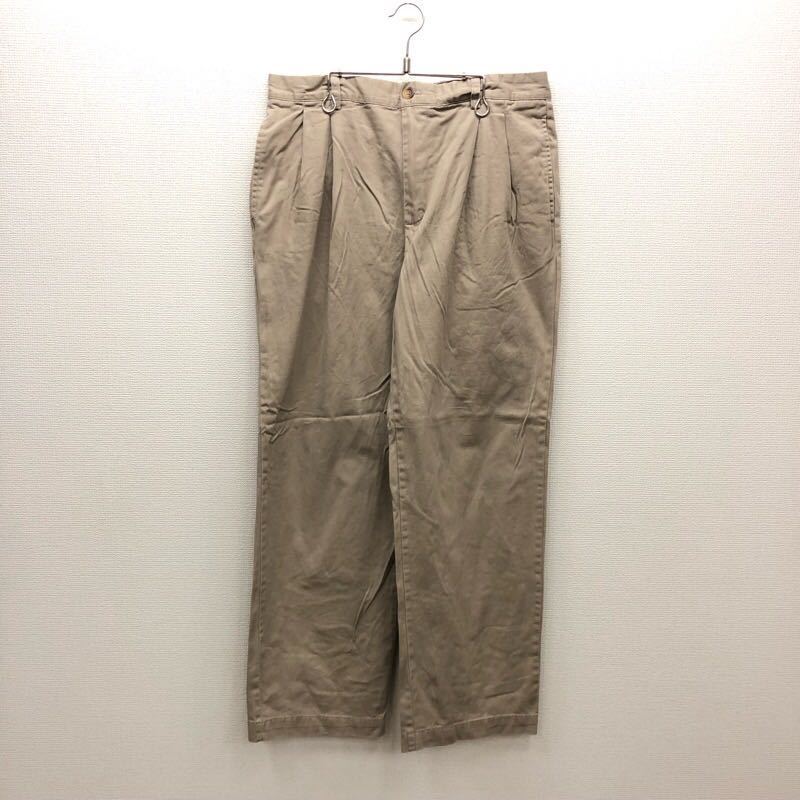 【EI120】CHAPS W34 L32 ツータック チノパンツ ワークパンツ ベージュ メンズブランド古着 チャップス 送料無料