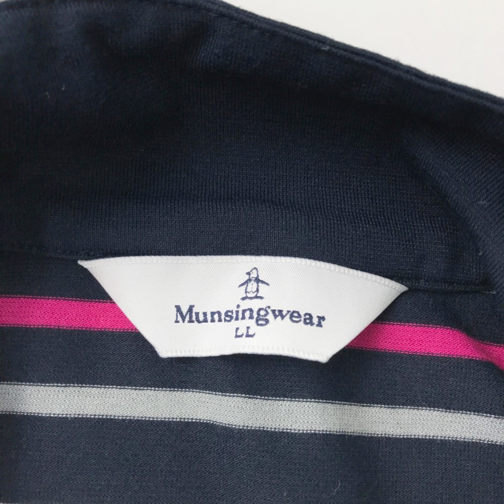 MUNSINGWEAR マンシングウェア ハーフジップ 長袖Tシャツ ボーダー柄 ネイビー系 LL [240101038507] ゴルフウェア レディース_画像5