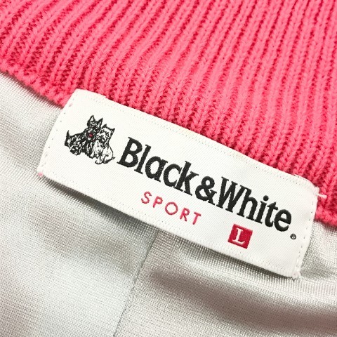 BLACK&WHITE ブラックアンドホワイト 裏地付 ハーフジップ ニットセーター 総柄 ピンク系 L [240001992016] ゴルフウェア レディース_画像5