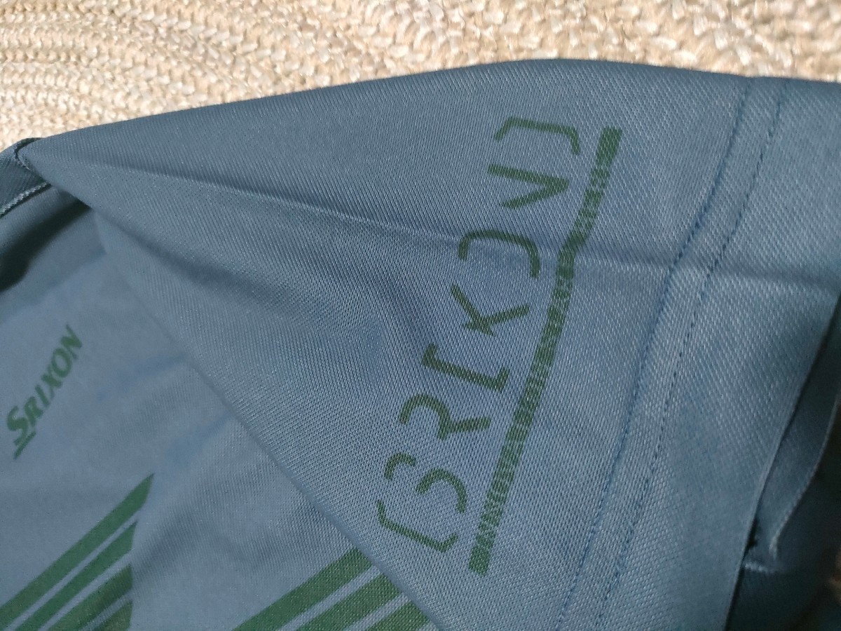  новый товар не использовался SRIXON Srixon стрейч рубашка-поло с коротким рукавом L серый диагональный дизайн . пот скорость .UV уход Golf 